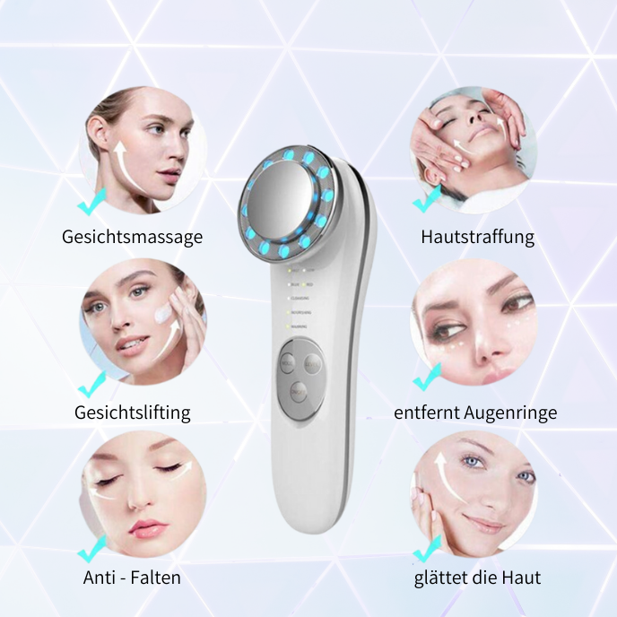 LUMILIFT Pro - 7 in 1 Gesichtsliftgerät mit EMS, Galvanik & Roter/Blauer Lichttherapie