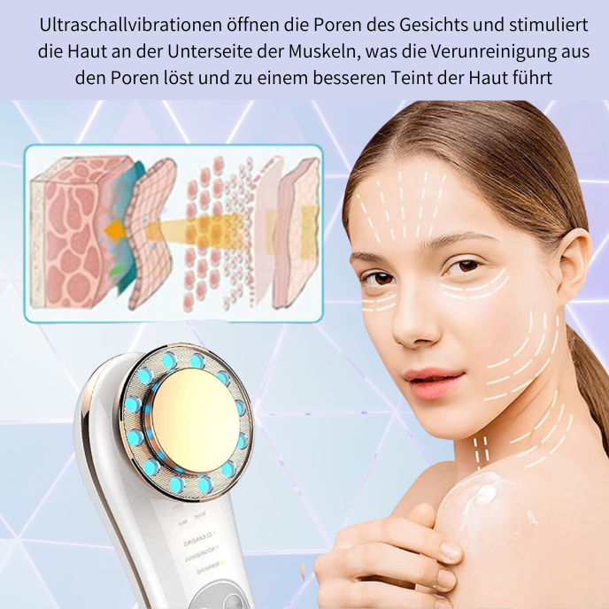 LUMILIFT Pro - 7 in 1 Gesichtsliftgerät mit EMS, Galvanik & Roter/Blauer Lichttherapie